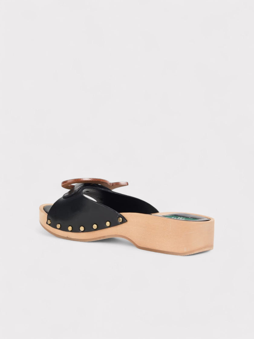 Pucci Appliquéd Leather Clog Sandals Black