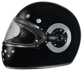 DOT & ECE Approved Daytona Retro Full Face Motorcycle Helmet: Vintage Style for Men, Women, & Youth - Hi-Gloss Black w/ Chrome Accents