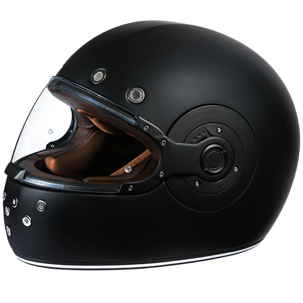 DOT & ECE Approved Daytona Retro Full Face Motorcycle Helmet: Vintage Style for Men, Women, & Youth - Dull Black W/ Dull Black Accents