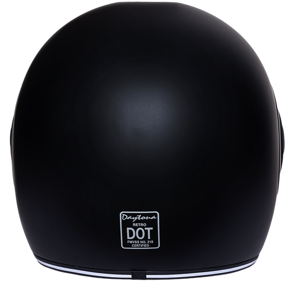 DOT & ECE Approved Daytona Retro Full Face Motorcycle Helmet: Vintage Style for Men, Women, & Youth - Dull Black W/ Dull Black Accents
