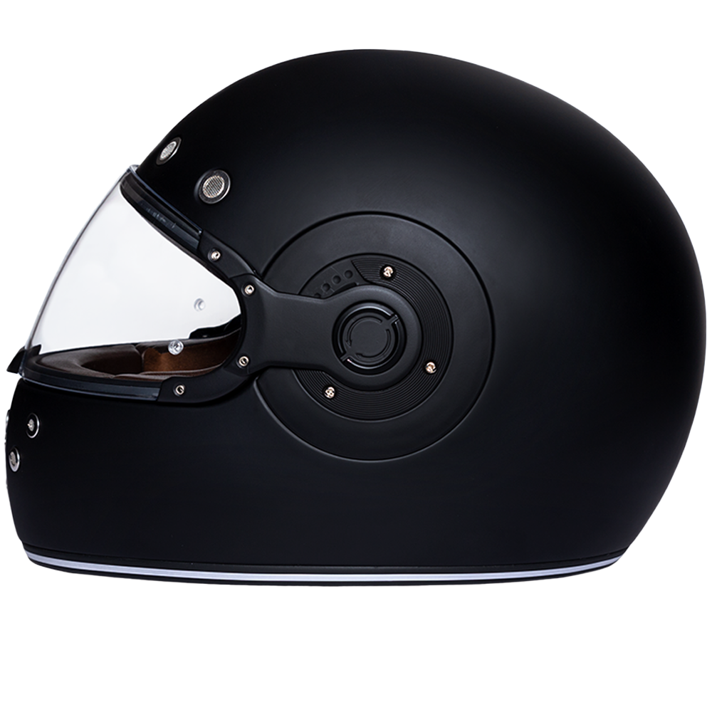 DOT & ECE Approved Daytona Retro Full Face Motorcycle Helmet: Vintage Style for Men, Women, & Youth - Dull Black W/ Dull Black Accents