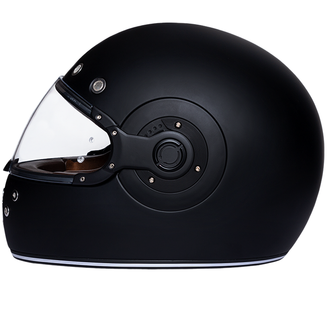 DOT & ECE Approved Daytona Retro Full Face Motorcycle Helmet: Vintage Style for Men, Women, & Youth - Dull Black W/ Dull Black Accents