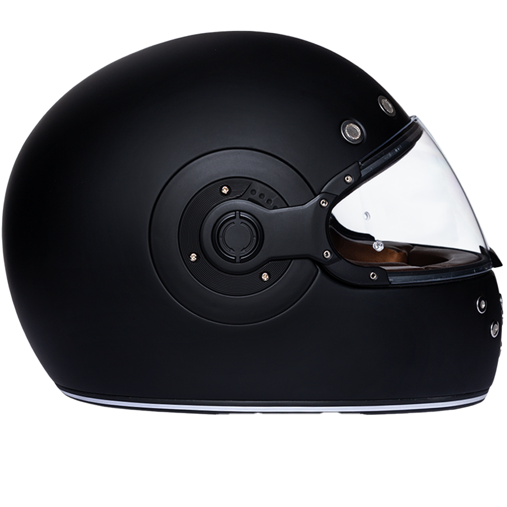 DOT & ECE Approved Daytona Retro Full Face Motorcycle Helmet: Vintage Style for Men, Women, & Youth - Dull Black W/ Dull Black Accents
