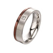 Fred Bennett Ring aus gebürstetem Edelstahl mit IP-Details und Zirkonia