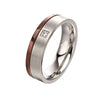 Fred Bennett Ring aus gebürstetem Edelstahl mit IP-Details und Zirkonia