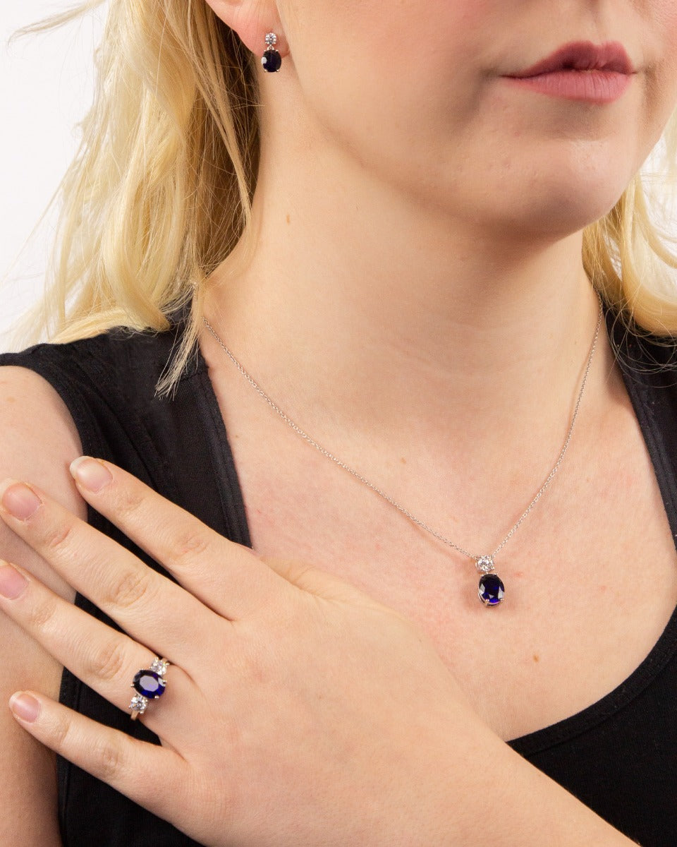 Diamonfire Oval Zirconia Drop Pendant