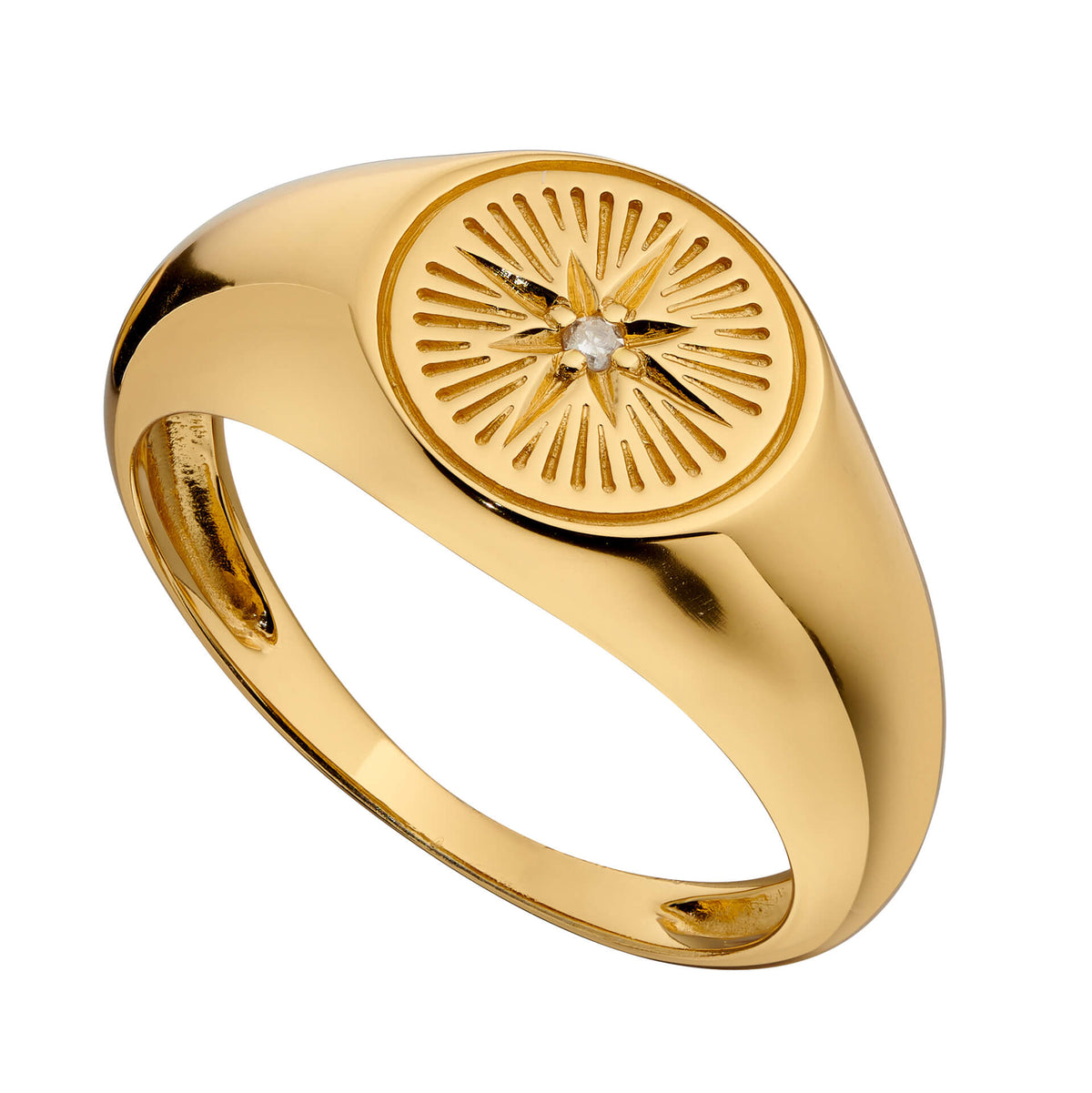 Beginnings Zegelring met zirkonia, diamantgeslepen