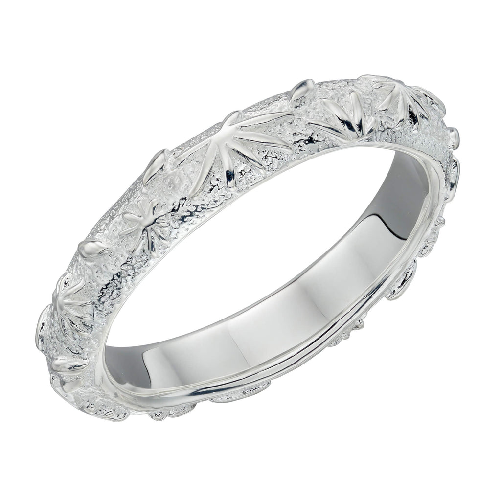 Beginnings Fossil Flower Texture Ring