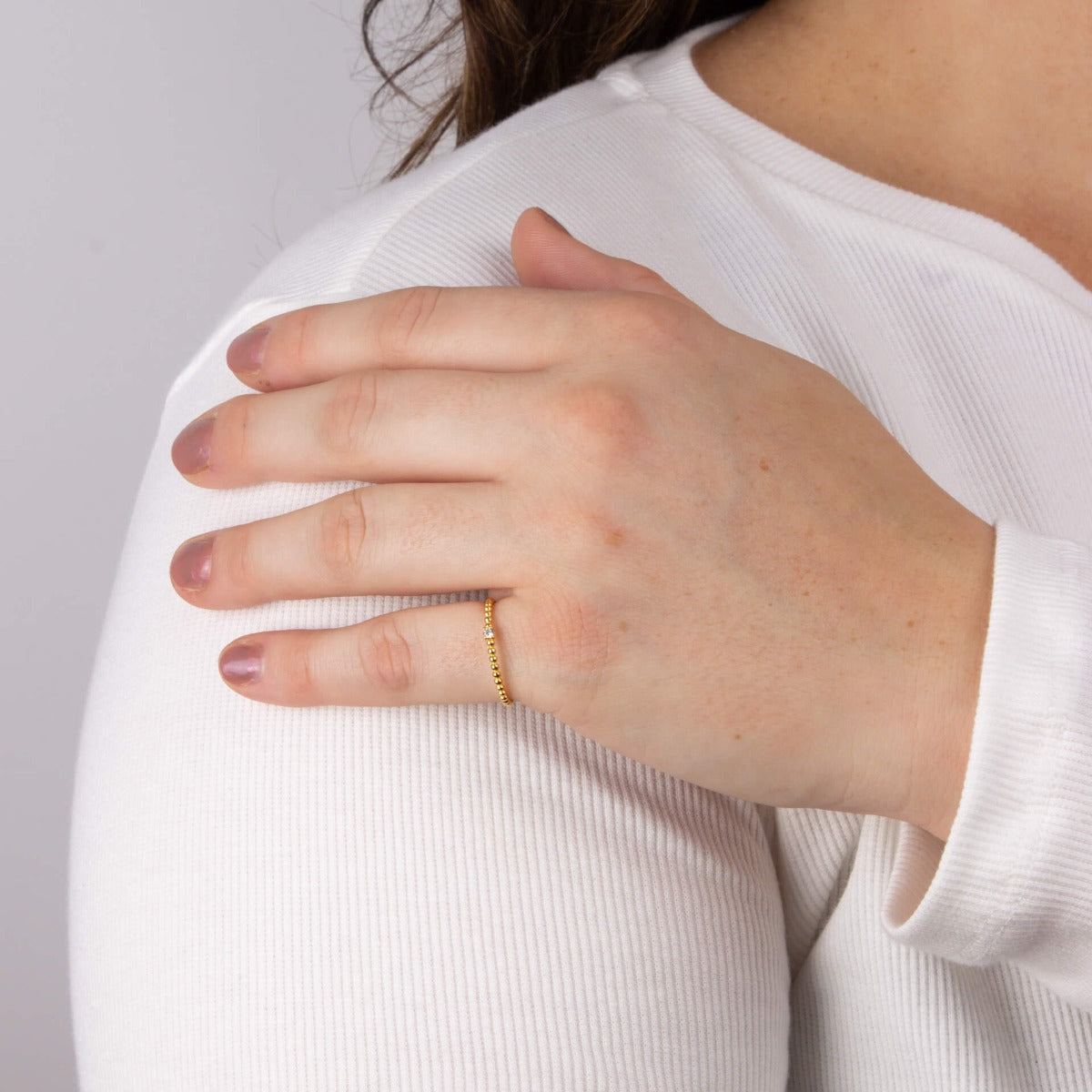 Beginnings Sierlijke Kralen Ring met Zirkonia