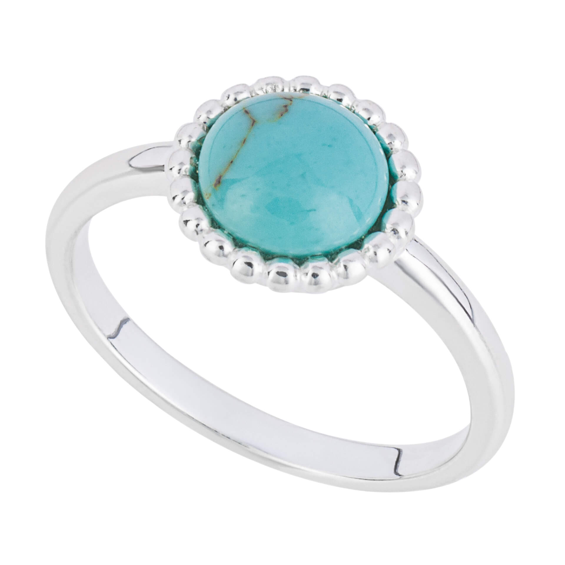 Beginnings Stippled Border Turquoise Ring