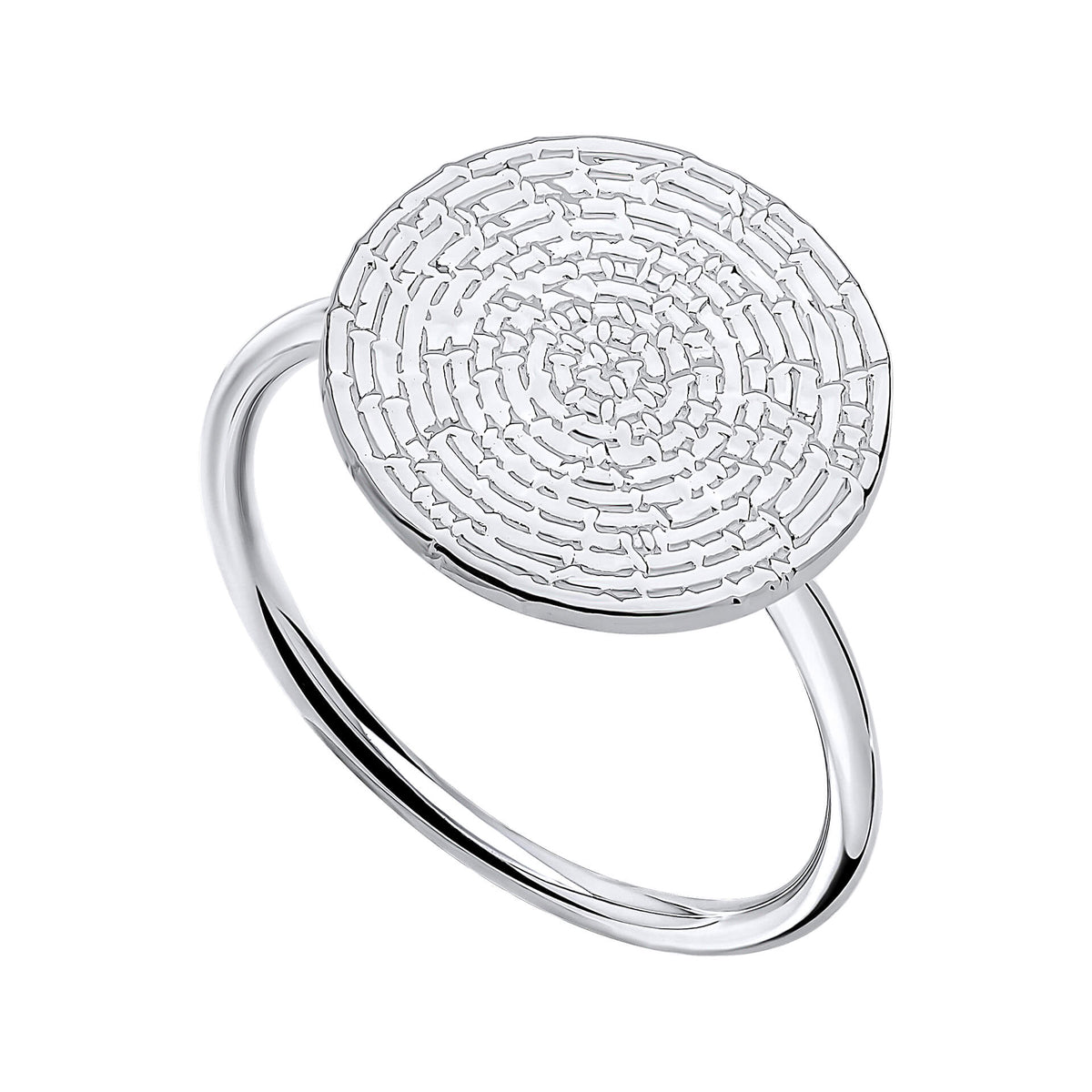 Beginnings Ring mit runder Scheibe und Ripple-Textur