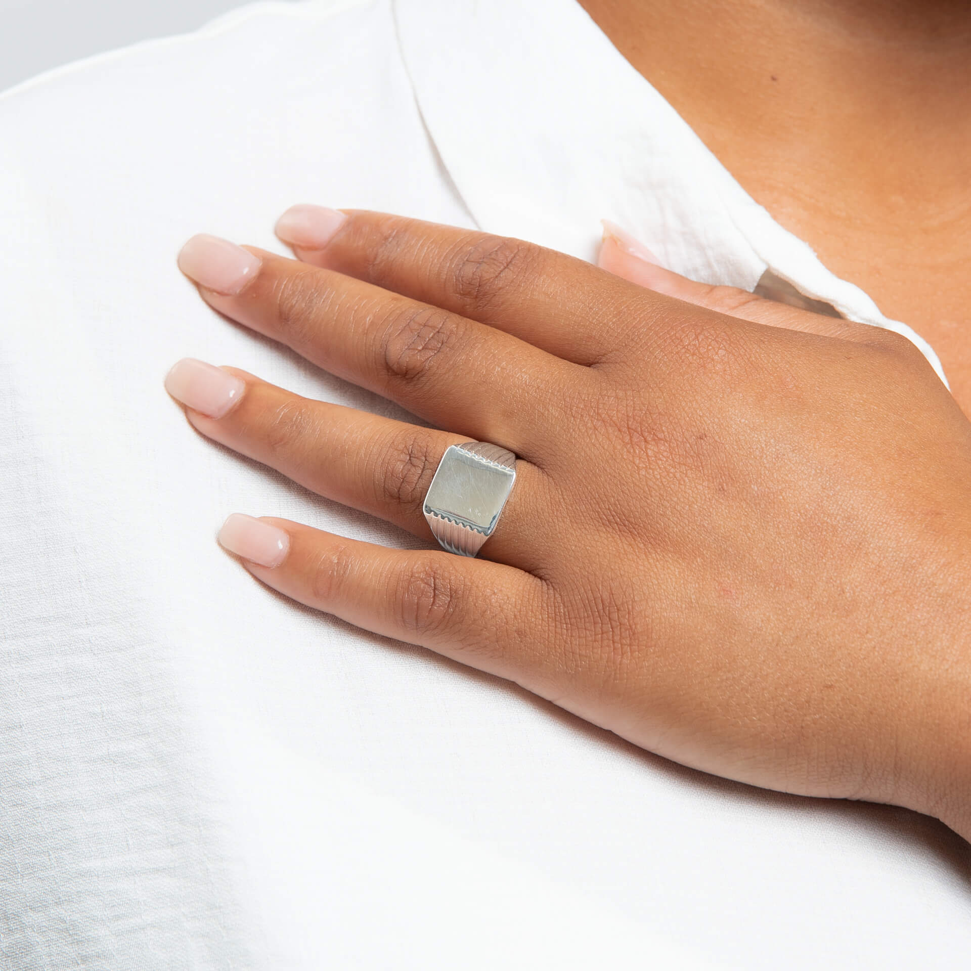 Beginnings Square Signet Ring with Ridged Sides