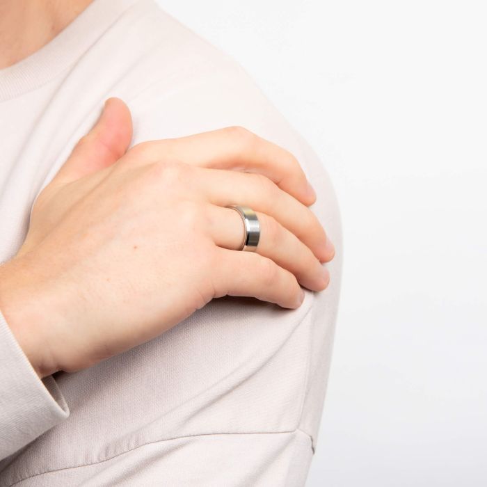 Fred Bennett Brushed Stainless Steel Spinner Ring