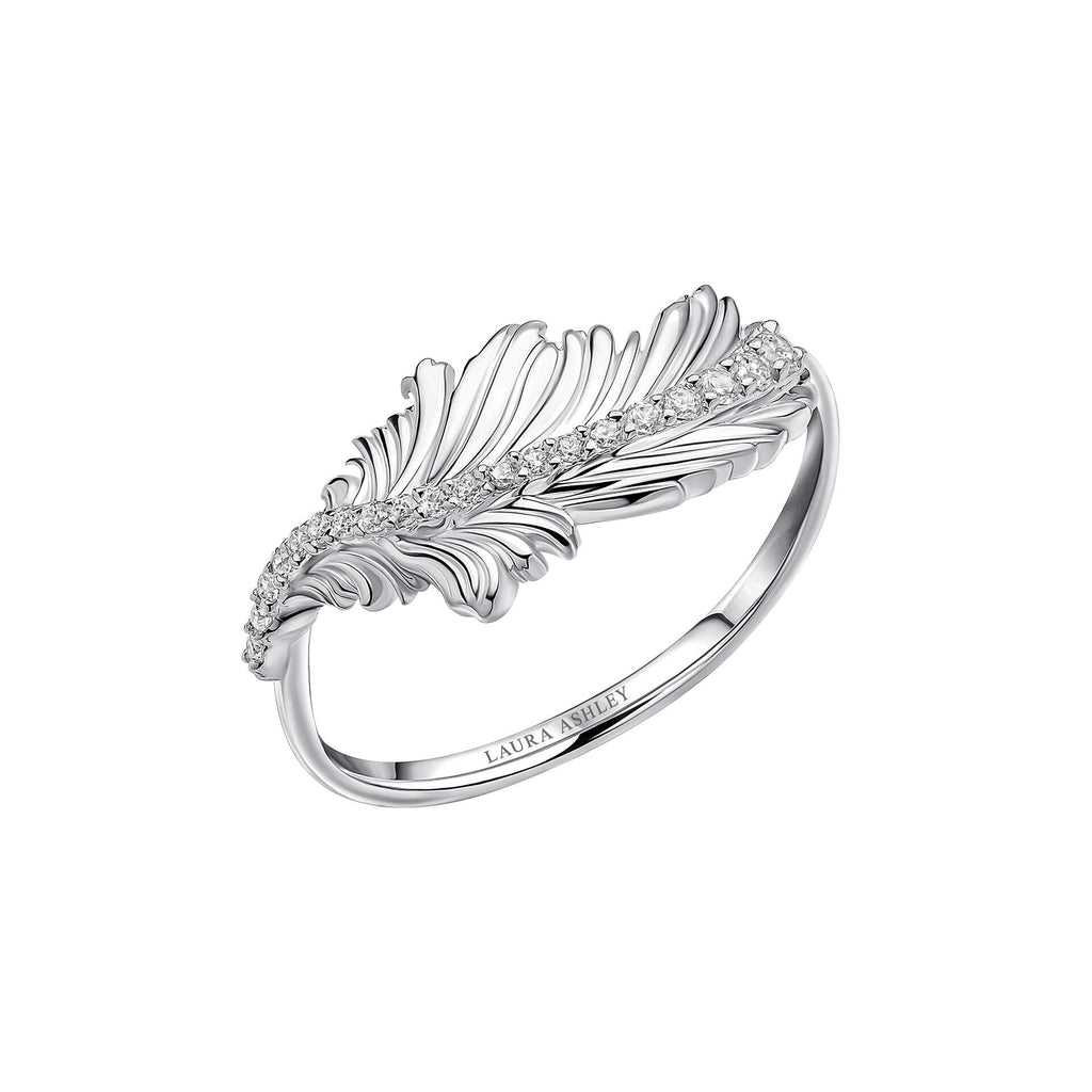 Laura Ashley Silver Plume Feather Ring