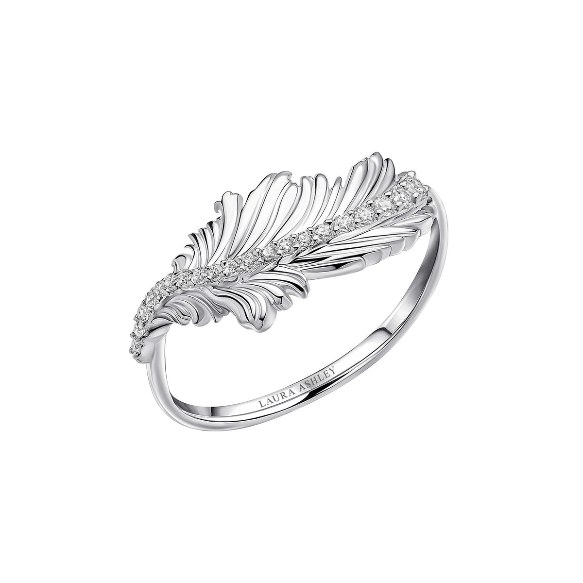 Laura Ashley Silver Plume Feather Ring