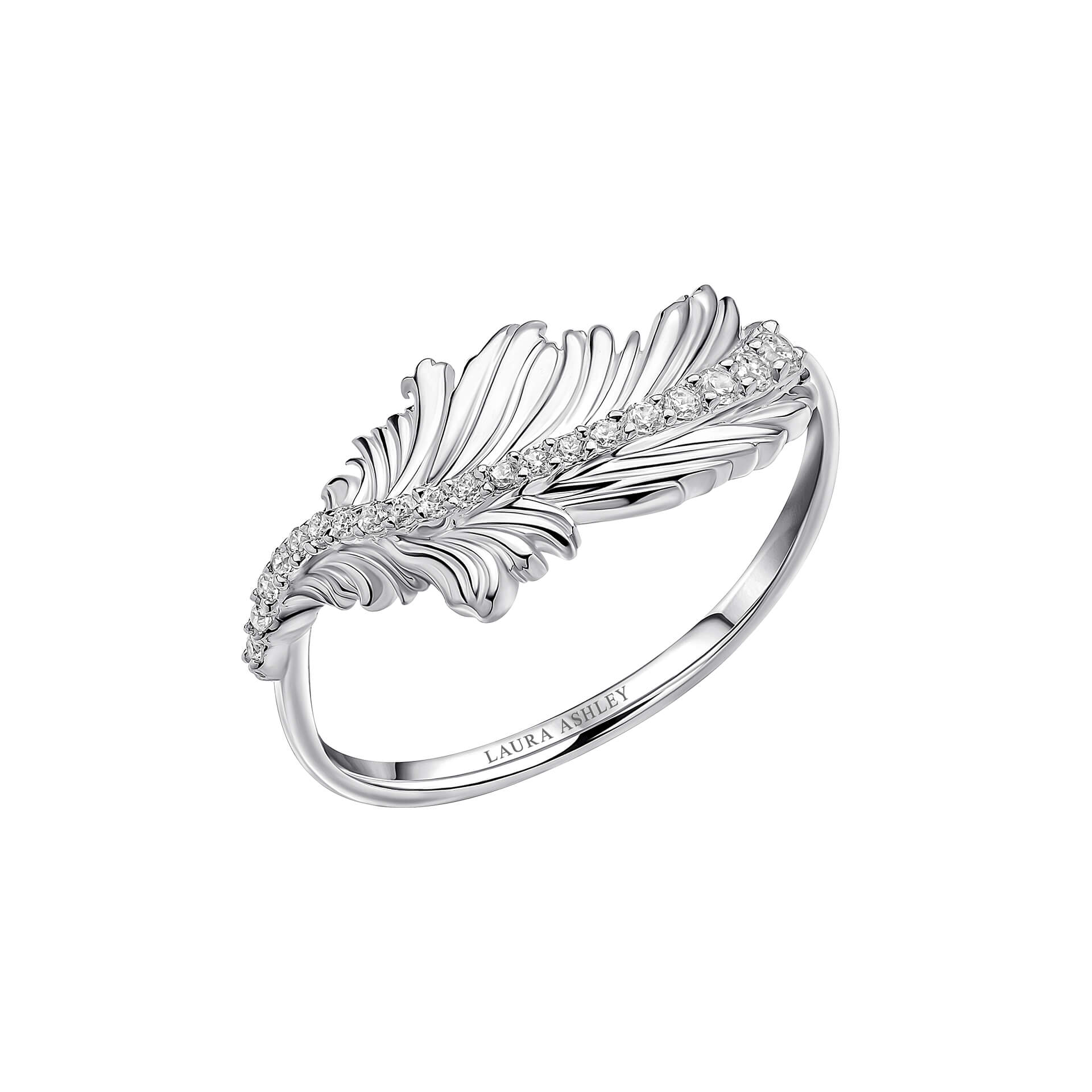 Laura Ashley Silver Plume Feather Ring