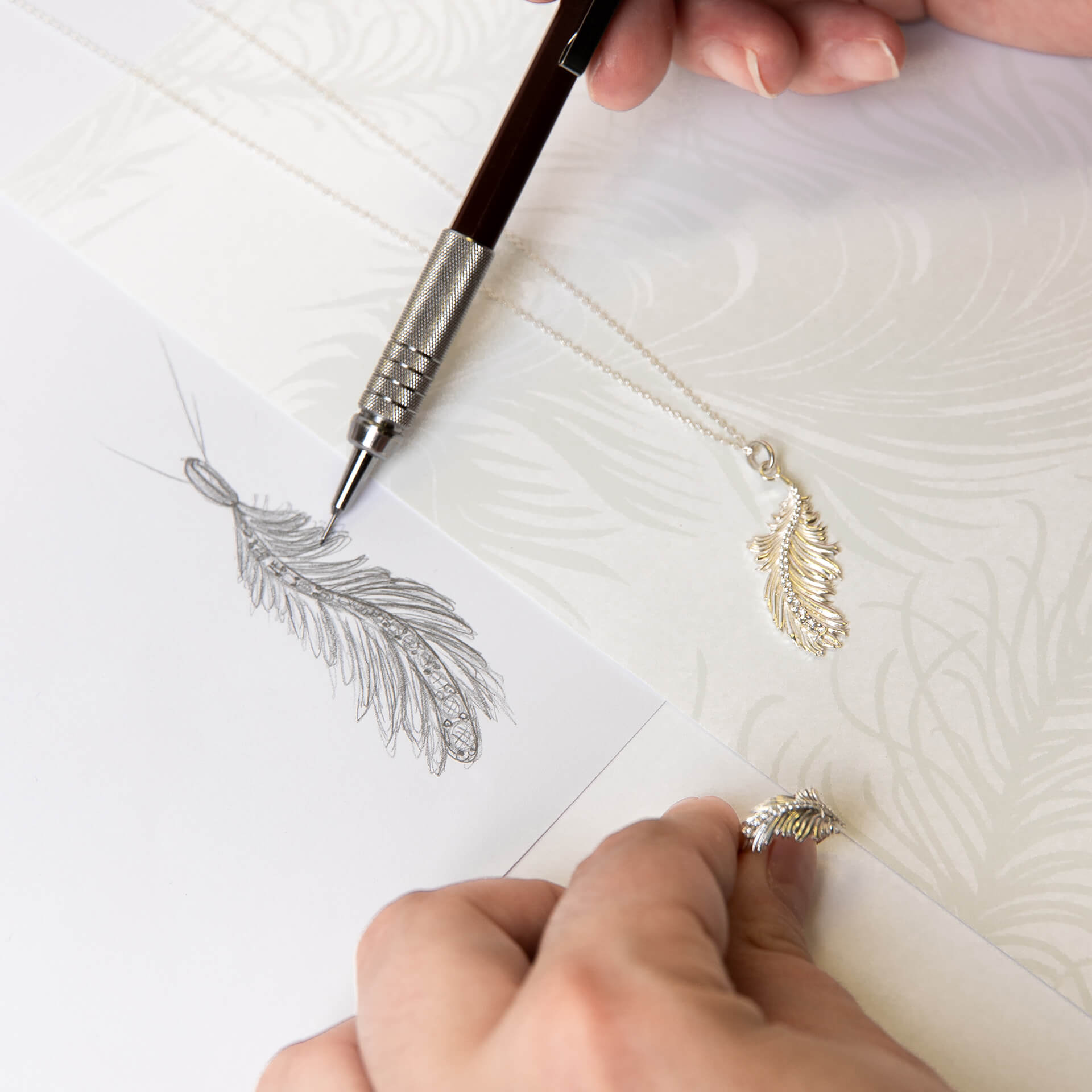Laura Ashley Silver Plume Feather Ring