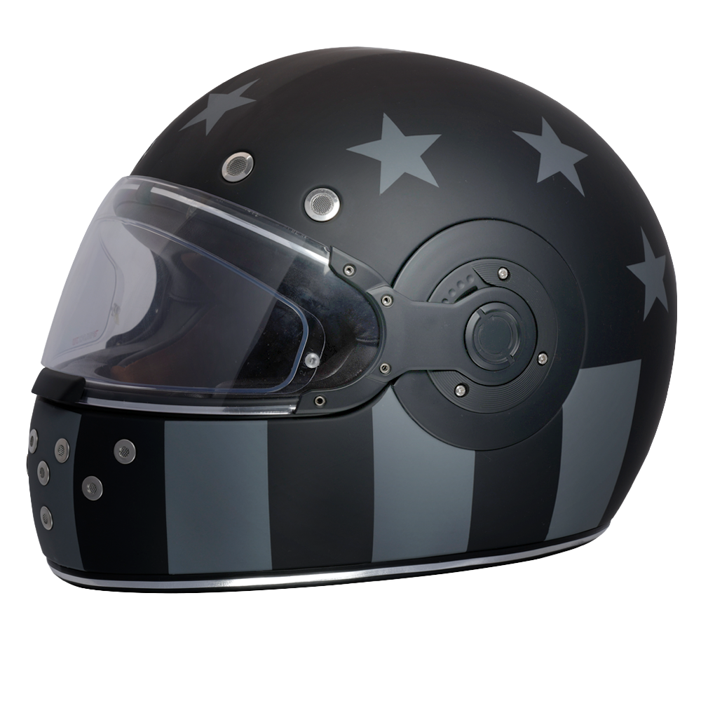 DOT & ECE Approved Daytona Retro Full Face Motorcycle Helmet: Vintage Style for Men, Women, & Youth - W/ Captain America Stealth