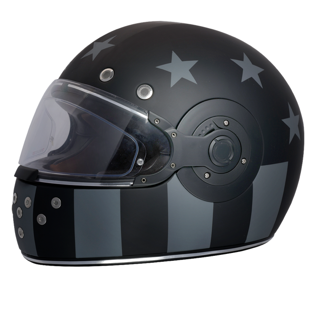 DOT & ECE Approved Daytona Retro Full Face Motorcycle Helmet: Vintage Style for Men, Women, & Youth - W/ Captain America Stealth