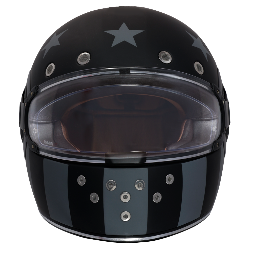 DOT & ECE Approved Daytona Retro Full Face Motorcycle Helmet: Vintage Style for Men, Women, & Youth - W/ Captain America Stealth