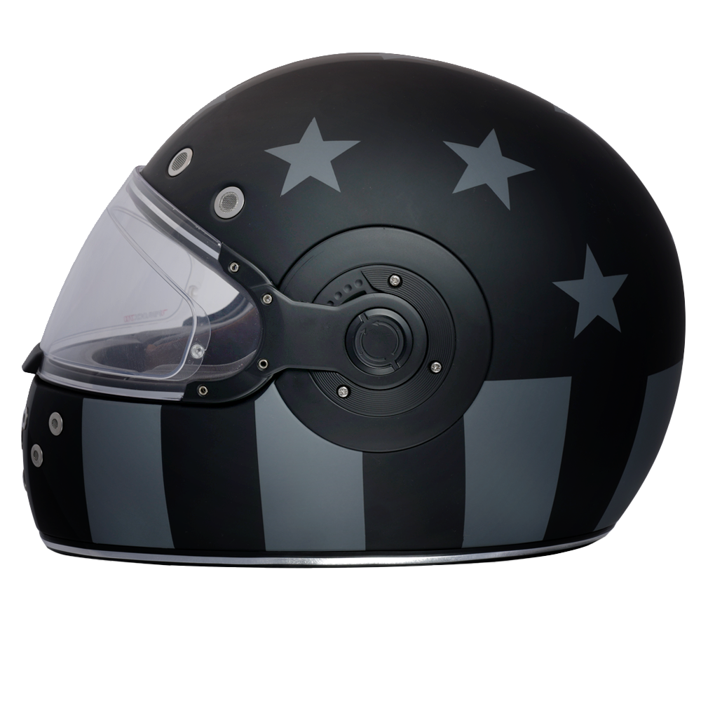 DOT & ECE Approved Daytona Retro Full Face Motorcycle Helmet: Vintage Style for Men, Women, & Youth - W/ Captain America Stealth
