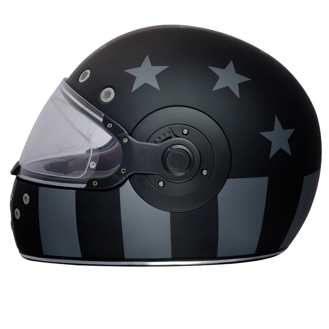 DOT & ECE Approved Daytona Retro Full Face Motorcycle Helmet: Vintage Style for Men, Women, & Youth - W/ Captain America Stealth