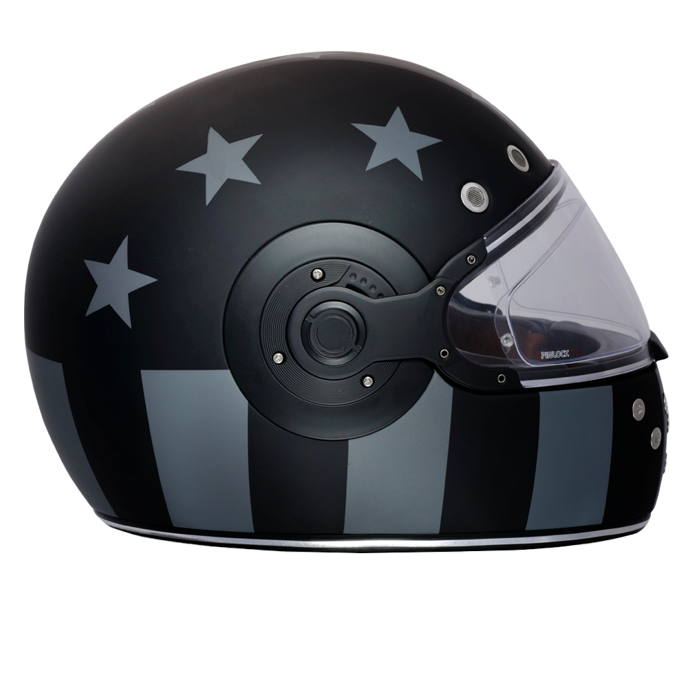 DOT & ECE Approved Daytona Retro Full Face Motorcycle Helmet: Vintage Style for Men, Women, & Youth - W/ Captain America Stealth