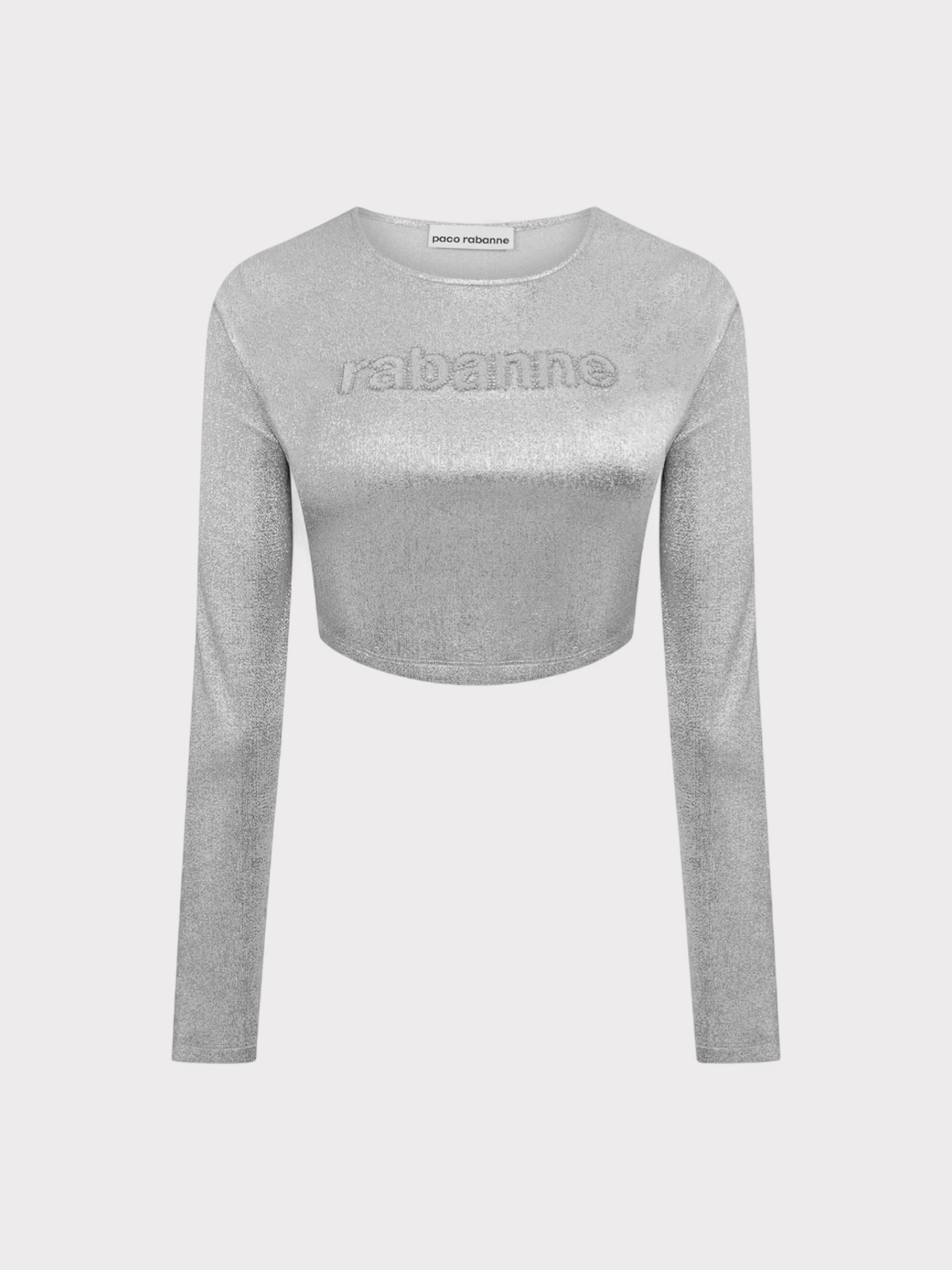 Rabanne Cropped Long Sleeve Top Silver
