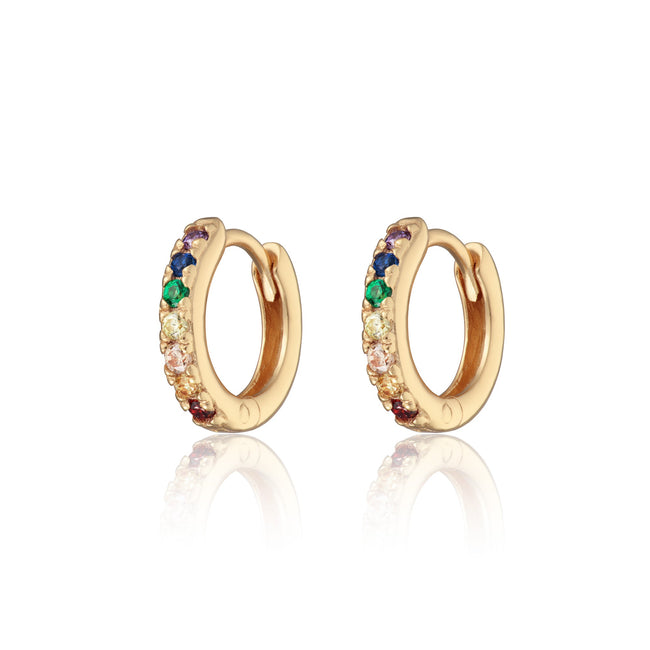 Huggie Earrings with Rainbow Stones