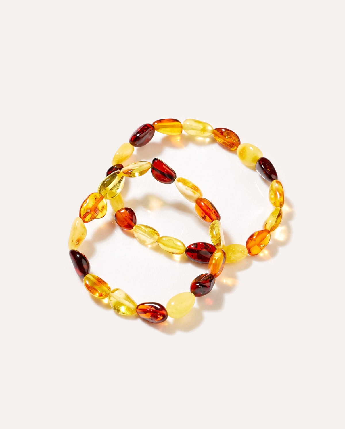 Bracciale con perline ambra grezza multicolore