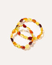 Bracciale con perline ambra grezza multicolore