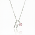 Initial & October Birthstone Necklace | Personalised Rose Quartz Gift