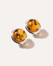 Round Amber Clip On Earrings
