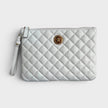 Logo Medusa Quilted Pouch White Gold Tone