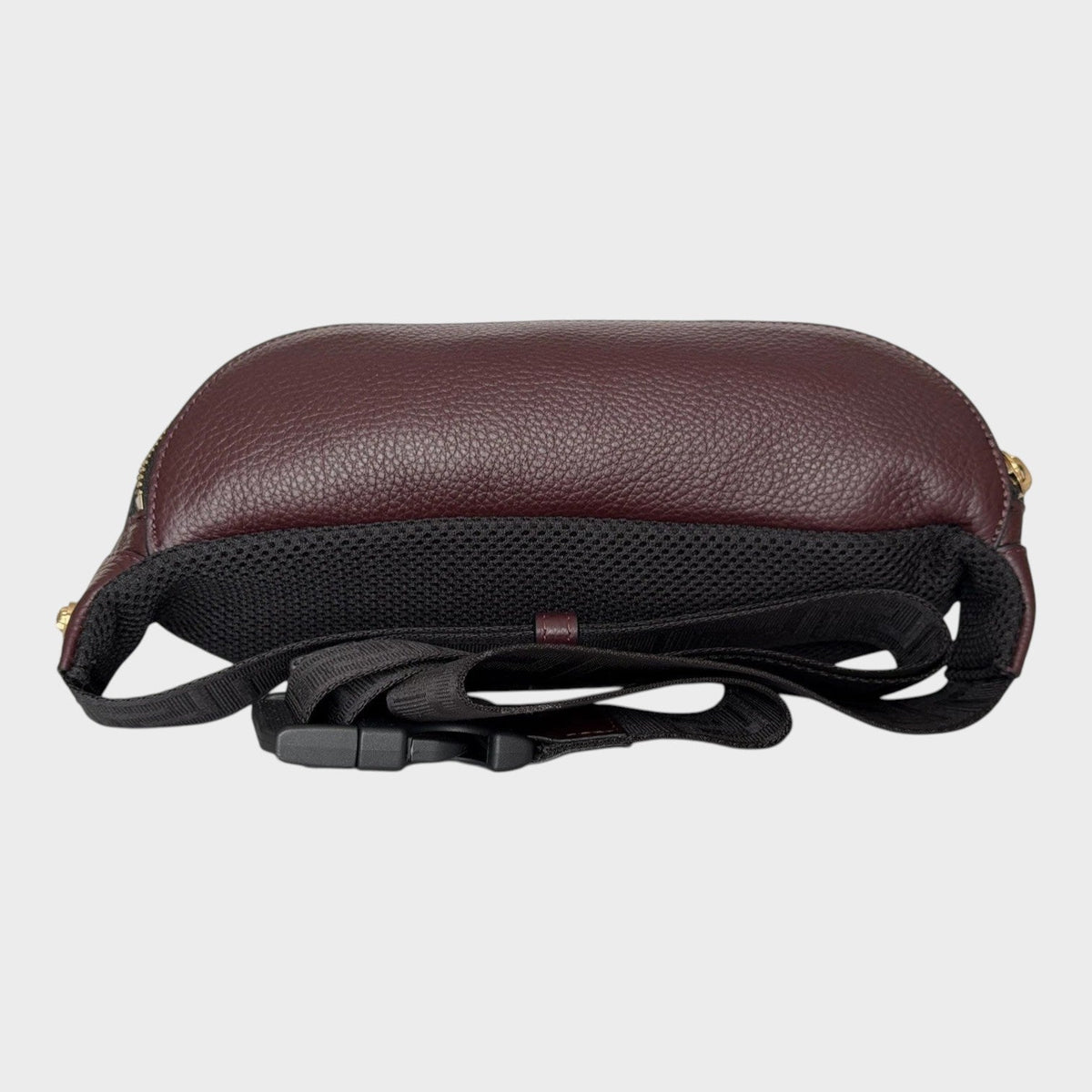 Medusa Head Grainy Calf Leather Belt Bag Burgundy Black