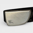 Metal Buckle Shield Webbing Black Silver Belt