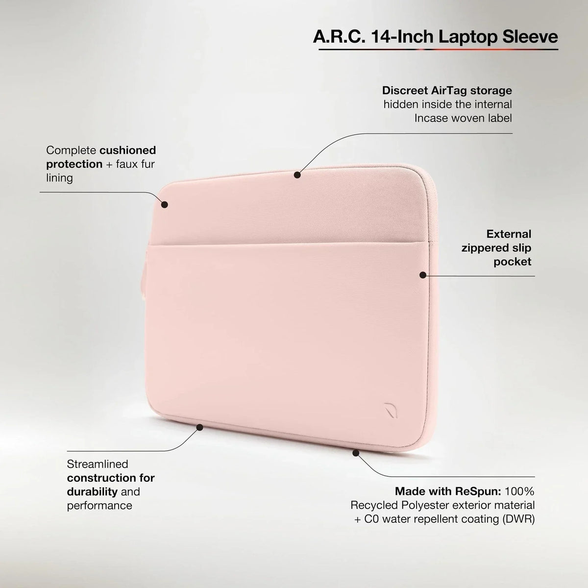 Incase A.R.C. Sleeve med ReSpun 100% genanvendt polyester