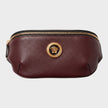 Medusa Head Grainy Calf Leather Belt Bag Burgundy Black