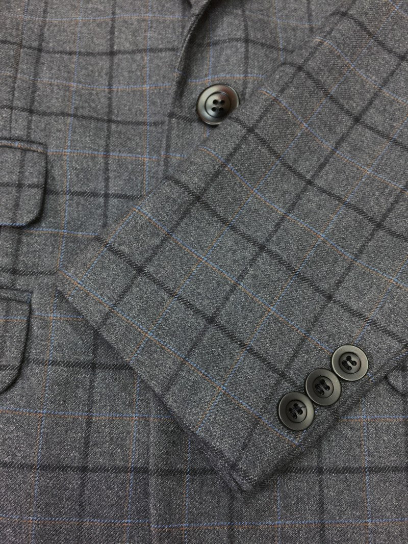 Grauer Tweed-Blazer mit Karomuster
