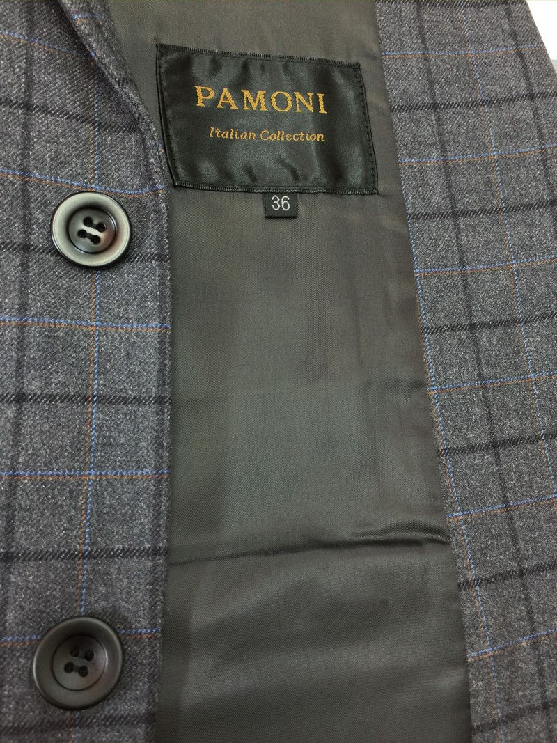 Grauer Tweed-Blazer mit Karomuster