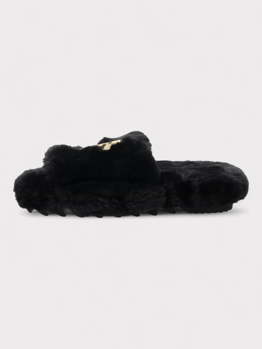 Sacai Wmns Fuax Fur Comfort Slippers Black