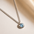 Silver Blue Topaz Necklace - Avery