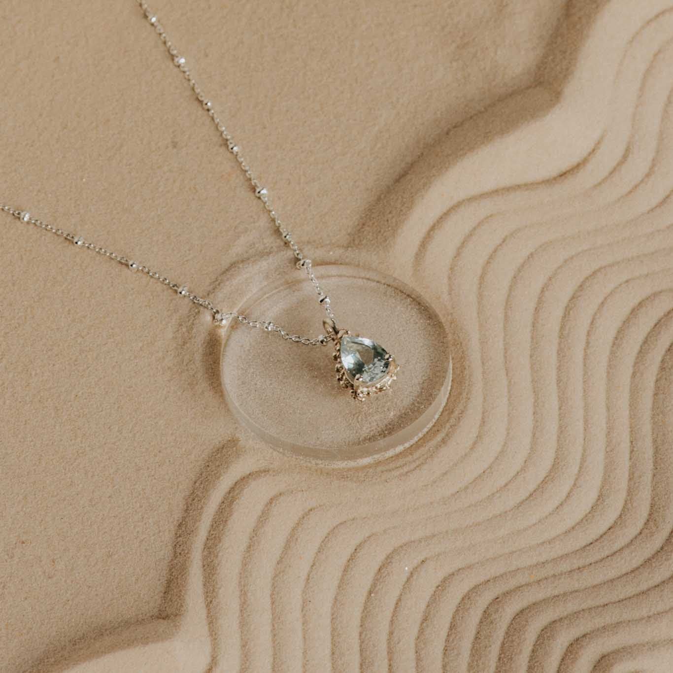 Silver Green Quartz Necklace - Alba