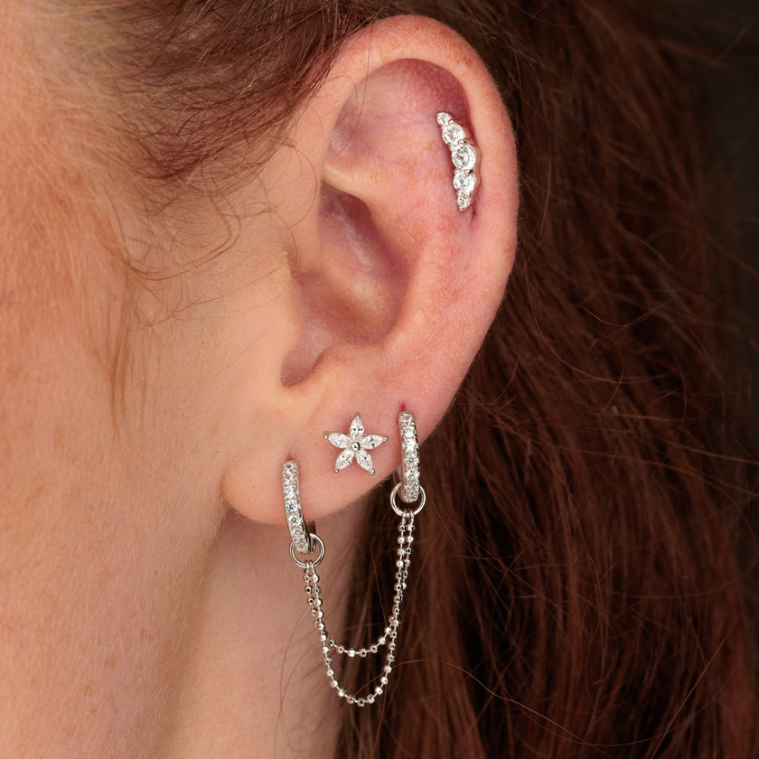 Helix Curve Sparkling Single Flat Back Earring
