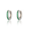 Huggie Earrings with Green Stones