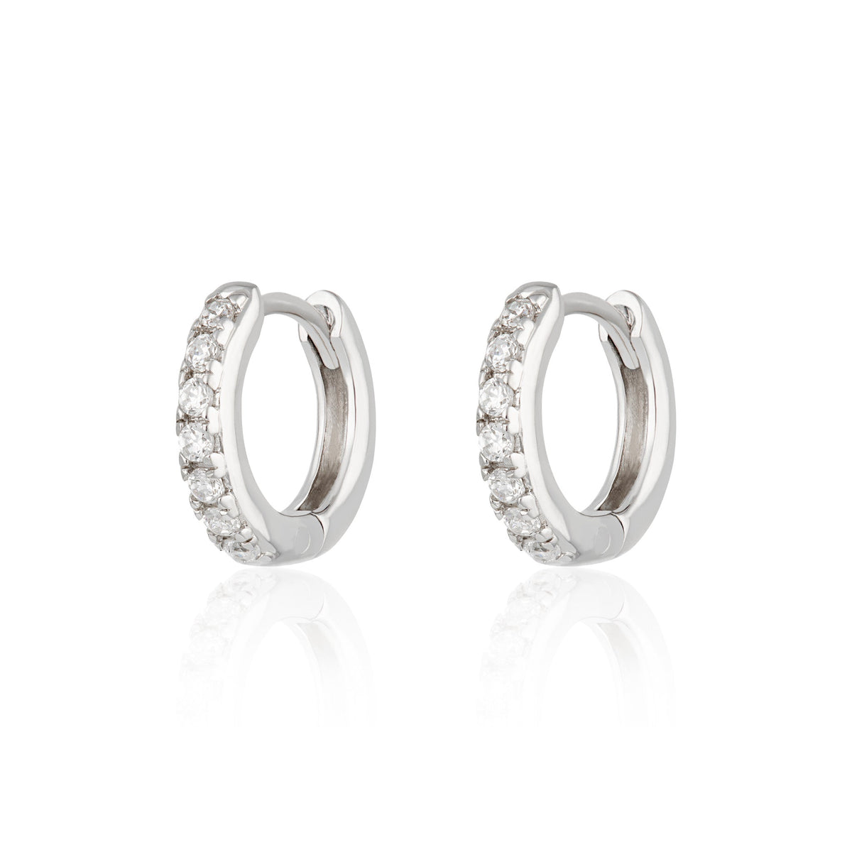 Huggie Earrings with Clear Stones