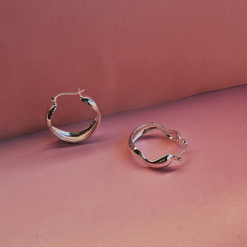 Silver Large Water Hoop Earrings