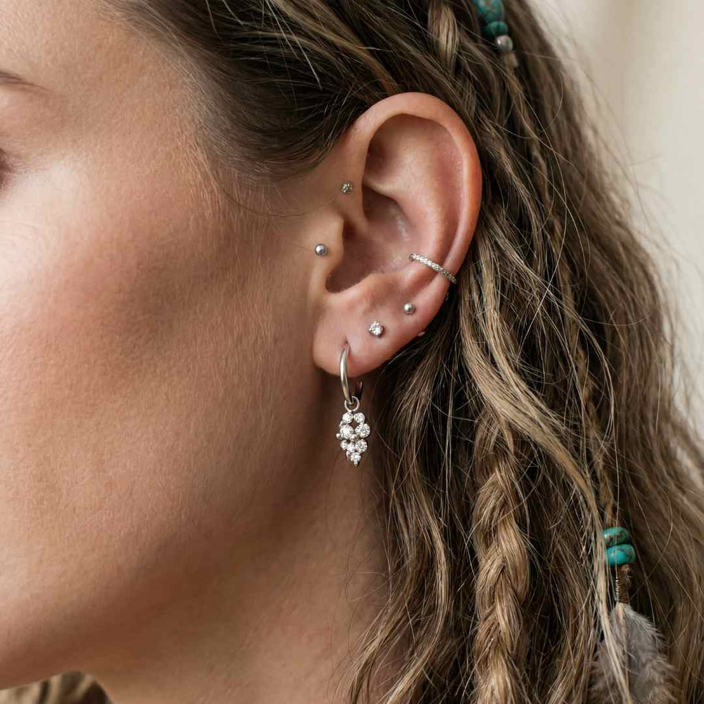 Silver Lyra Hoop Earrings