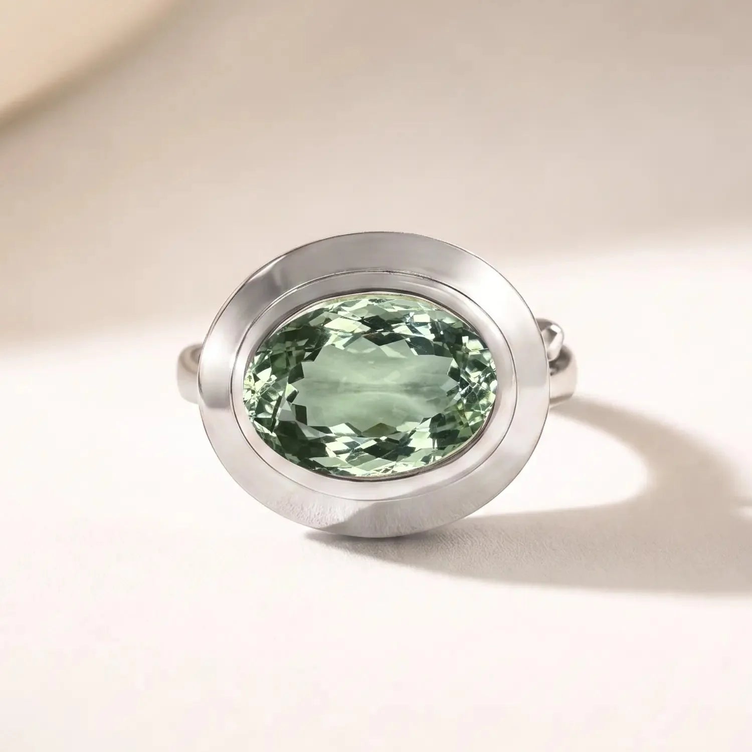 Silver Sea Green Quartz Gemstone Ring - Margo