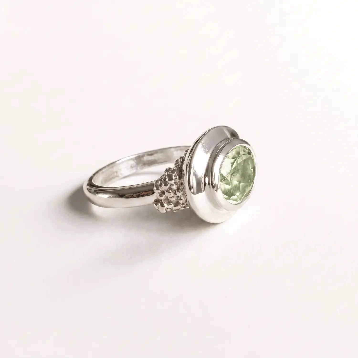 Silver Sea Green Quartz Gemstone Ring - Margo